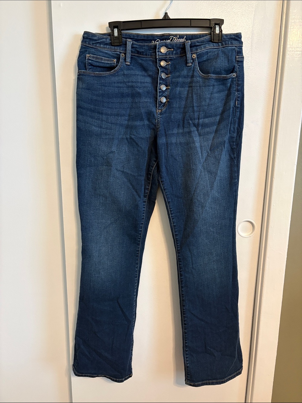 Universal Thread High Rise Skinny Bootcut Jeans in Dark Blue Denim
